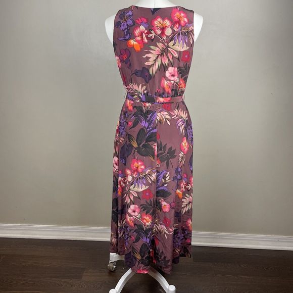 Vintage Whimsygoth 90s Maggie London Dress Size 4 Petites Silk Floral Belted - Picture 7 of 12